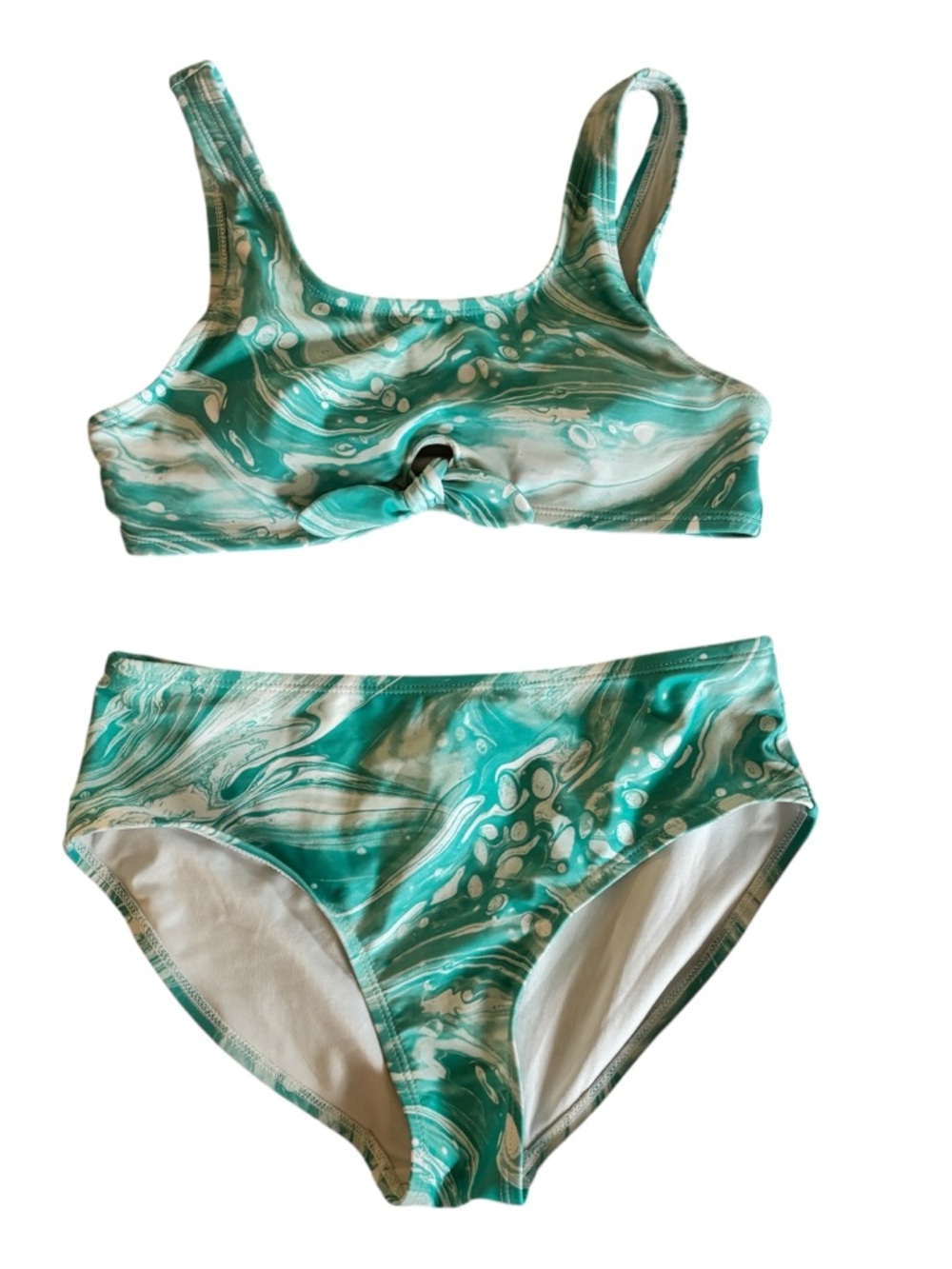 Old Navy Mint Green & White Striped Swim Top